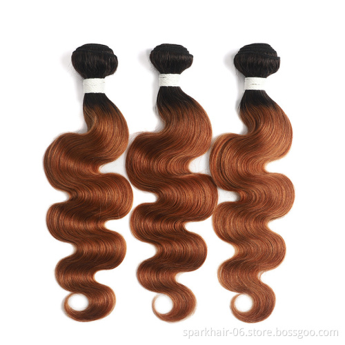 SPARK 10A Ombre Human Hair Bundles 1b/27 Blonde Brazilian Body Wave Bundles Two Tones Ombre Hair Weave Extensions Medium Brown